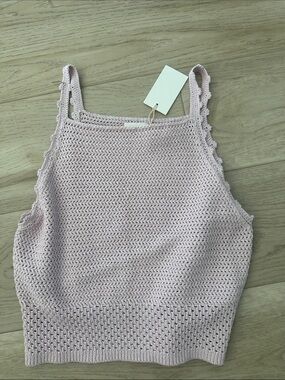 Wilfred Crochet Knit Crop Top in Light Pink